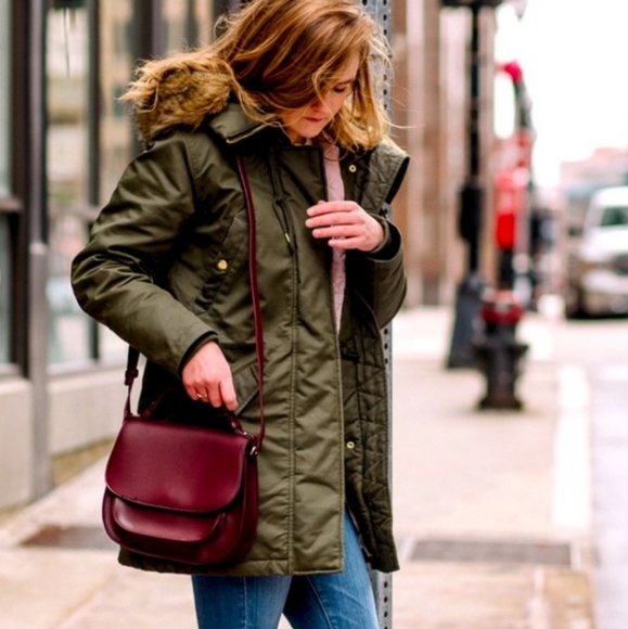 J Crew Perfect Winter Waxed Parka Primaloft Faux Fur Olive Gree Small - Picture 4 of 16